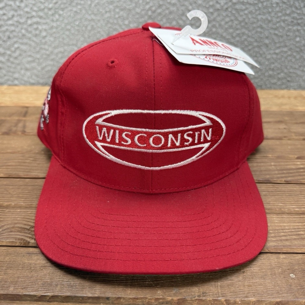 Vintage‎ Wisconsin Badgers Hat Adult Large Red Snapback Cap NCAA Sports 90s Y2K
